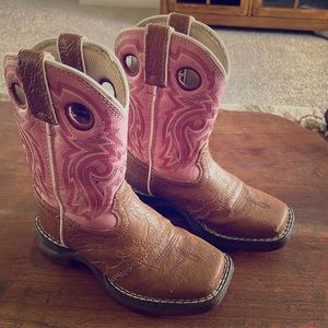 Girls pink/brown 8” Durango Cowboy boots 10M